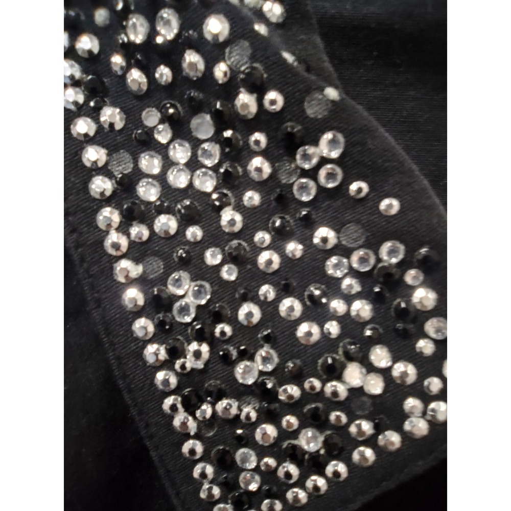Quacker Factory Denim Jacket Women's Rhinestone Embellished Black Medium - Picture 8 of 9
